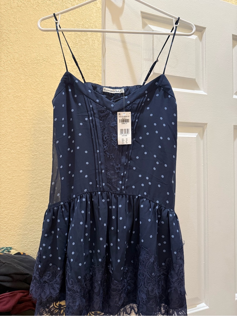 Abercrombie & Fitch Navy Lace Polka Dot Camisole